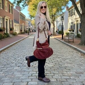 Vintage 80's Letisse Very Good Cond Letisse Burgundy Suede Hobo Shoulder Bag $52